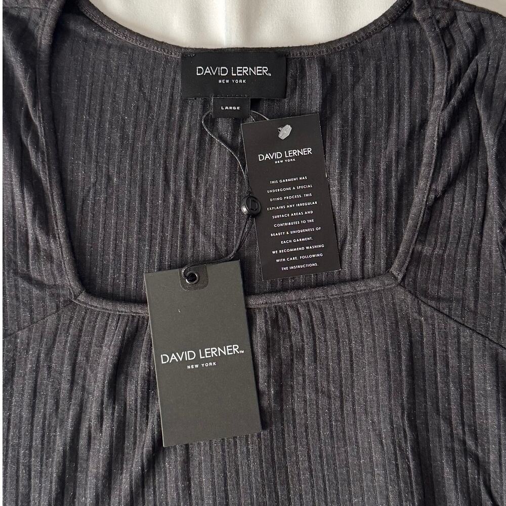 New David Lerner Madeline Cap Sleeve Bodysuit in Faded Black Women's Size S - Picture 4 of 9